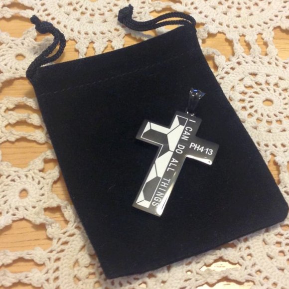 Christian Cross Pendant with bible verse - Picture 1 of 5